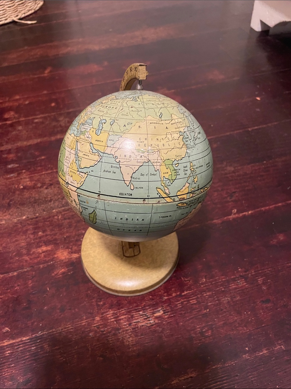 Vintage Style Blue and Cream Desktop Globe - Home Accents